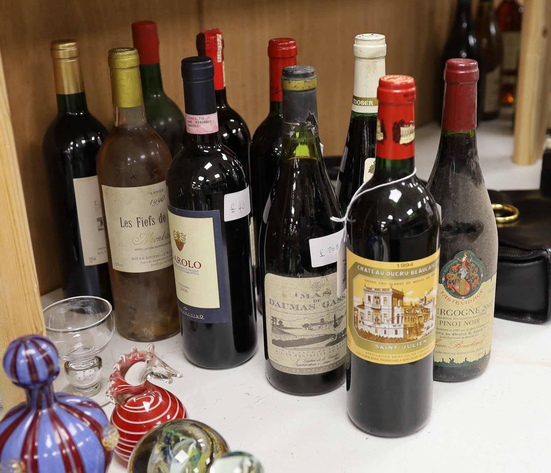 Ten bottles of mixed wines including a bottle of Mas Daumas de Gassac